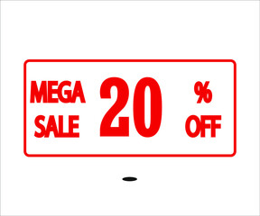 20% mega sale. red stamp vector for stores and promotions