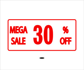 30% mega sale. red stamp vector for stores and promotions