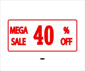 40% mega sale. red stamp vector for stores and promotions