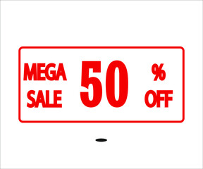 50% mega sale. red stamp vector for stores and promotions