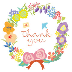 可愛い花のリーフ　ありがとう　イラスト