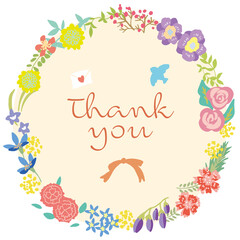 可愛い花のリーフ　ありがとう　イラスト