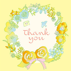 可愛い花のリース　ありがとう　イラスト