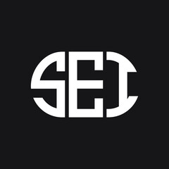 Obraz premium SEI letter logo design on black background. SEI creative initials letter logo concept. SEI letter design. 