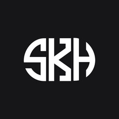 SKH letter logo design on black background. SKH creative initials letter logo concept. SKH letter design.
