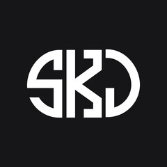 SKJ letter logo design on black background. SKJ creative initials letter logo concept. SKJ letter design.