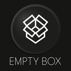 Empty box minimal vector line icon on 3D button isolated on black background. Premium Vector.