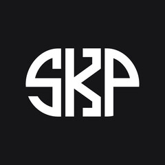 SKP letter logo design on black background. SKP creative initials letter logo concept. SKP letter design.