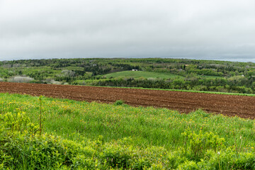 Fototapeta na wymiar Spring farming preparations, plowed field