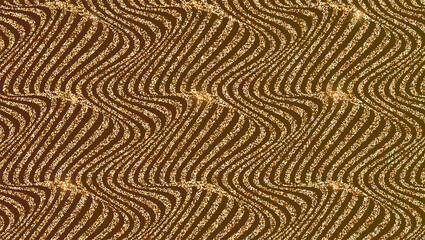 Glittering wavy lines pattern. Abstract background with golden dust.