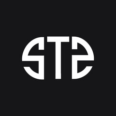 STZ letter logo design on black background. STZ creative initials letter logo concept. STZ letter design.
