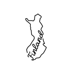Finland outline map with the handwritten country name. Continuous line drawing of patriotic home sign. A love for a small homeland. T-shirt print idea. Vector illustration.