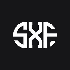 Obraz premium SXF letter logo design on black background. SXF creative initials letter logo concept. SXF letter design.