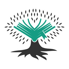 tree and book logo Icon Illustration Brand Identity