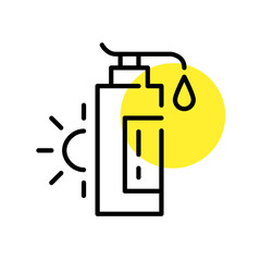 Sunscreen SPF lotion to prevent ageing and skin cancer. Pixel perfect, editable stroke