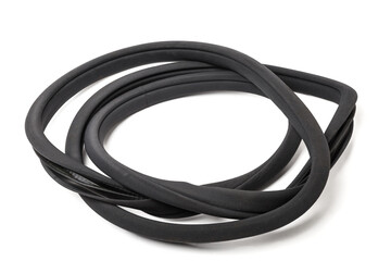Rolled up black rubber sealant for elements of the car body, doors or trunk, for noise insulation, thermal and sound, preventing heat loss in the car interior. Sealing gasket for repair in a workshop