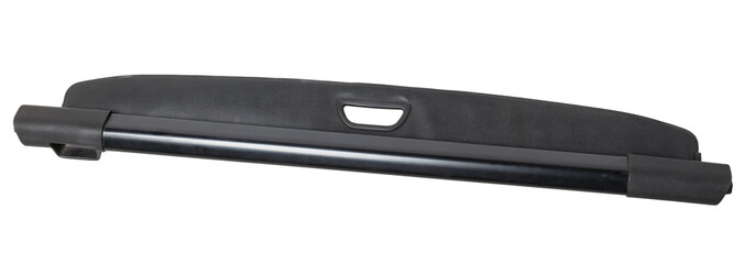 Black modern car trunk cover. Car design element. White background, isolate. Luggage cover