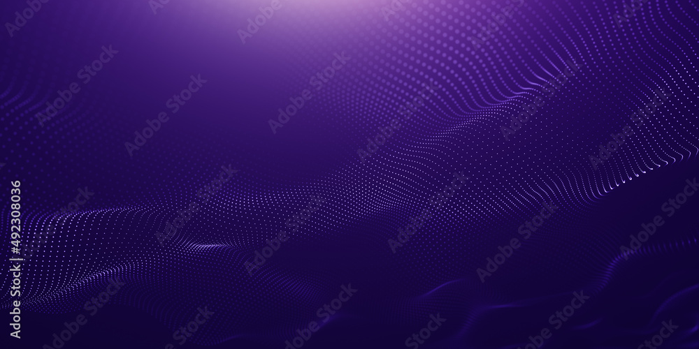 Poster abstract wave of dots and weave lines. network connection structure. wave stream big data technology