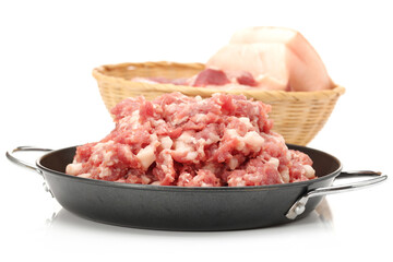 minced meat on a white background