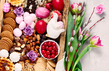 Easter festive dessert table.
