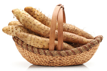 Obraz premium Chinese yam on white background