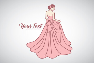 Bridal Wear Boutique Wedding Gown Sexy Dress Fashion Logo Design Vector Illustration Template