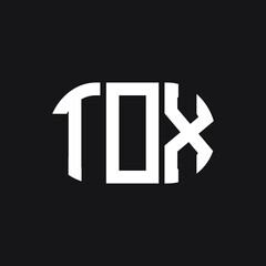 TOX letter logo design on black background. TOX creative initials letter logo concept. TOX letter design.