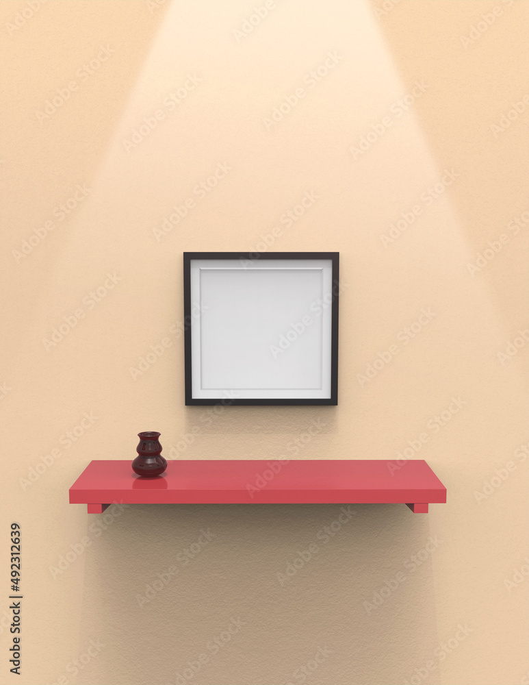 Poster frame background using 3d rendering and geometry. framed background mock-up for poster design or exh
