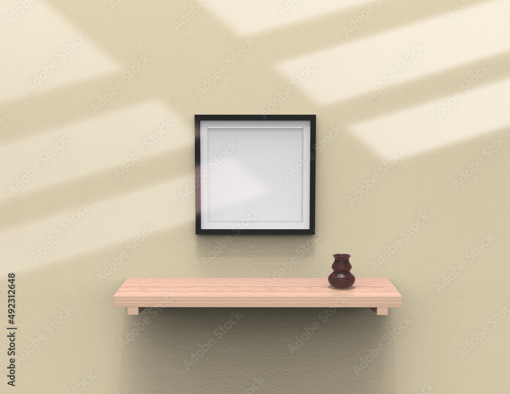 Poster frame background using 3d rendering and geometry. framed background mock-up for poster design or exh
