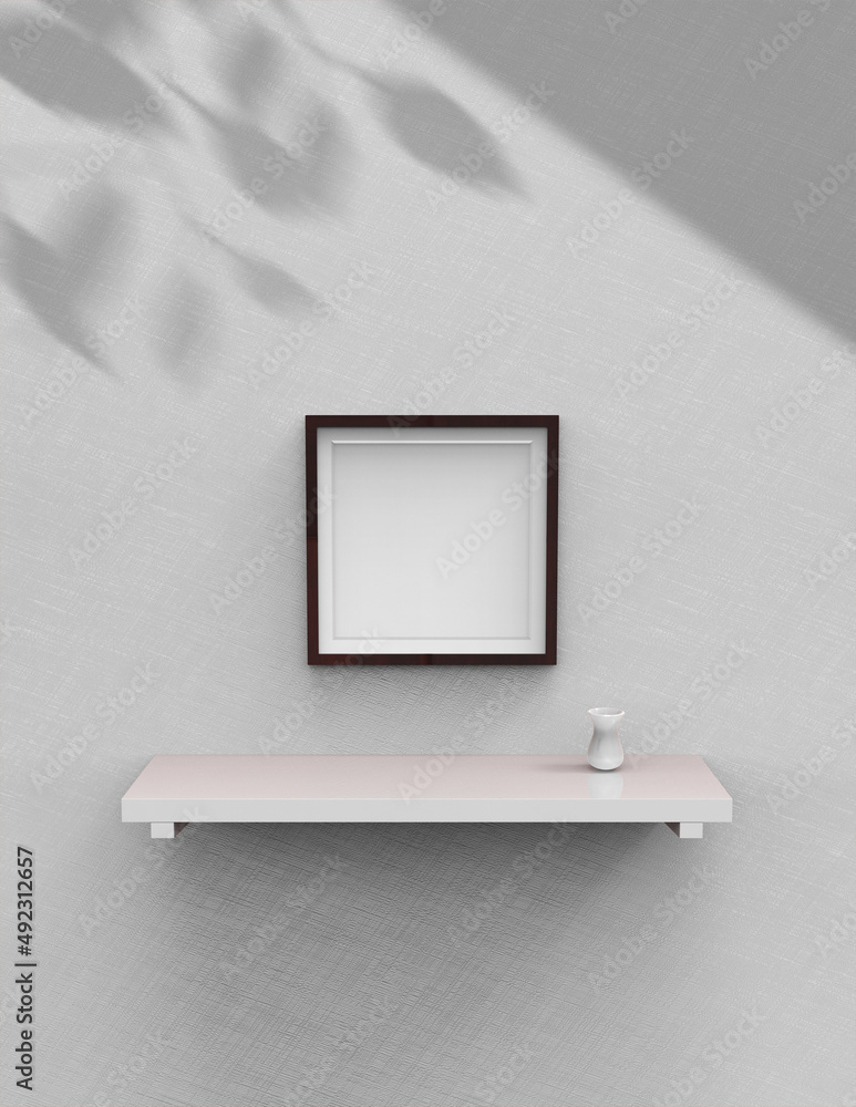 Poster frame background using 3d rendering and geometry. framed background mock-up for poster design or exh