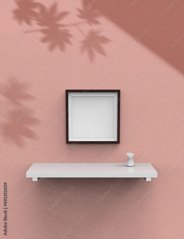 Poster frame background using 3d rendering and geometry. framed background mock-up for poster design or exh