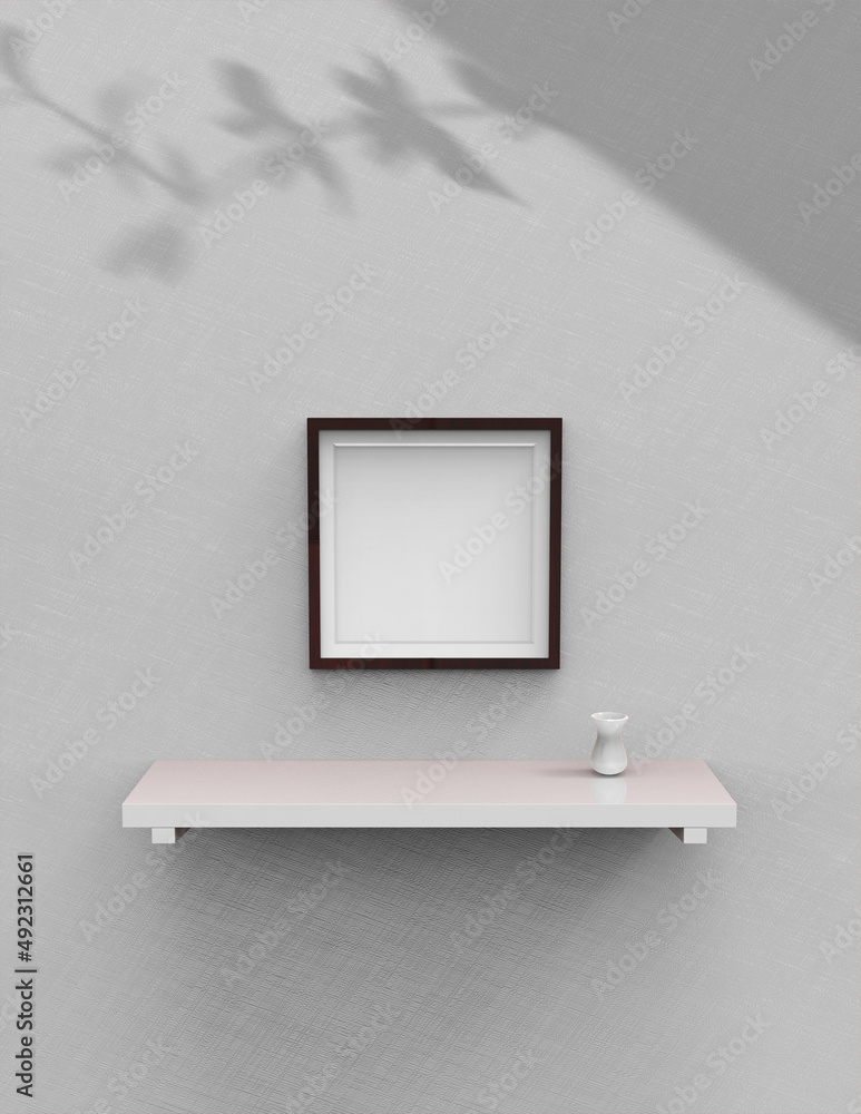 Poster frame background using 3d rendering and geometry. framed background mock-up for poster design or exh