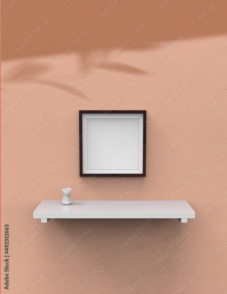 Poster frame background using 3d rendering and geometry. framed background mock-up for poster design or exh