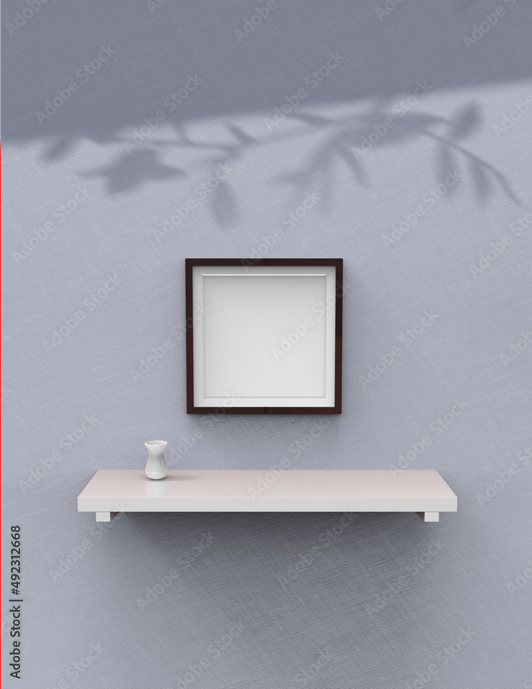 Poster frame background using 3d rendering and geometry. framed background mock-up for poster design or exh