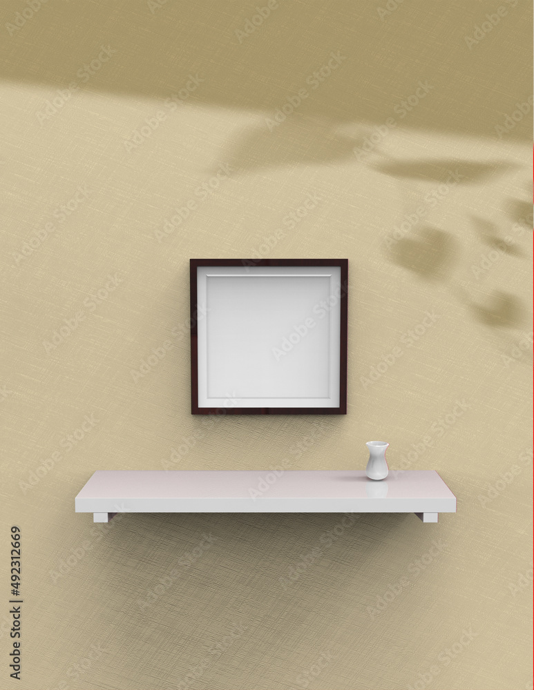 Poster frame background using 3d rendering and geometry. framed background mock-up for poster design or exh