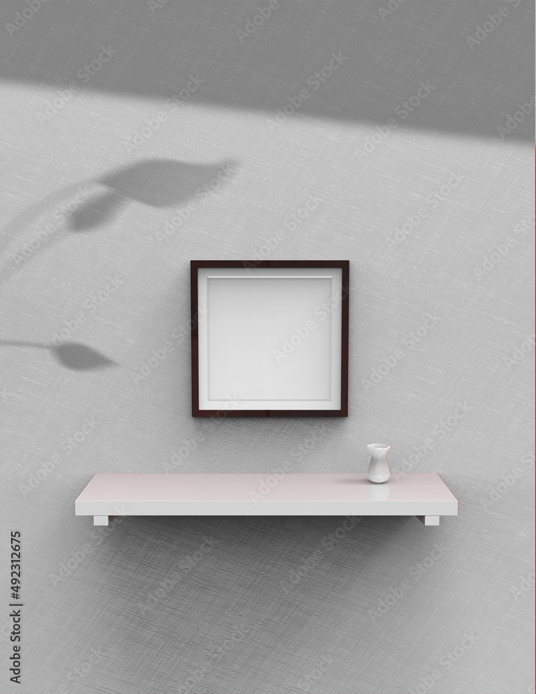 Poster frame background using 3d rendering and geometry. framed background mock-up for poster design or exh