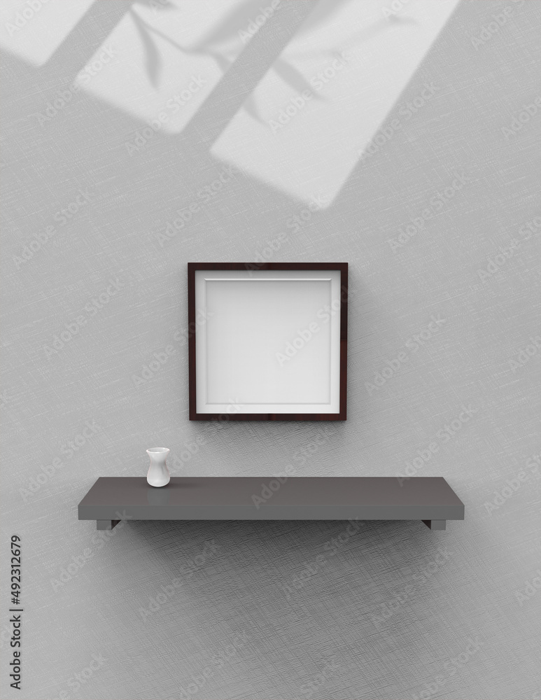 Poster frame background using 3d rendering and geometry. framed background mock-up for poster design or exh