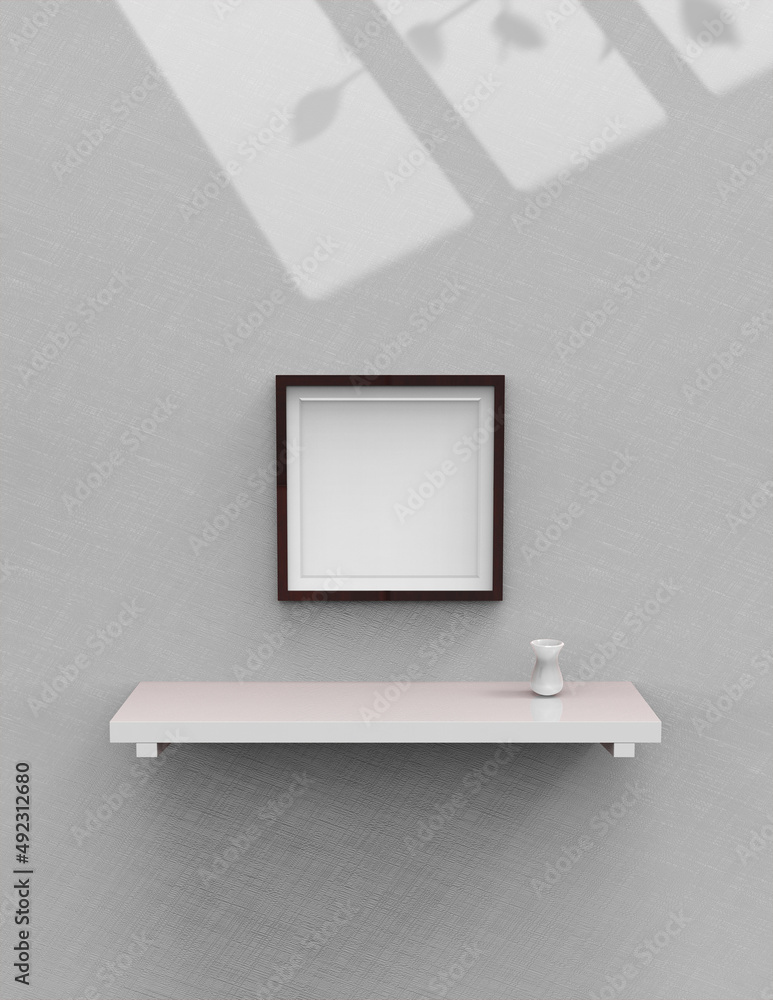 Poster frame background using 3d rendering and geometry. framed background mock-up for poster design or exh