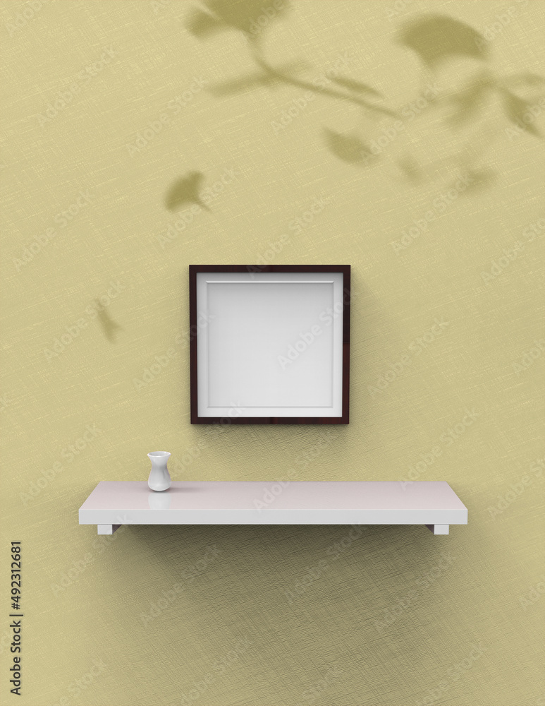 Poster frame background using 3d rendering and geometry. framed background mock-up for poster design or exh