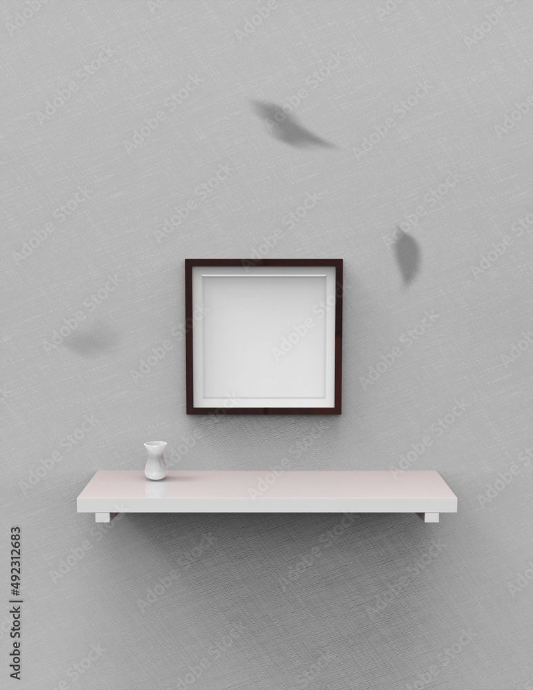 Poster frame background using 3d rendering and geometry. framed background mock-up for poster design or exh