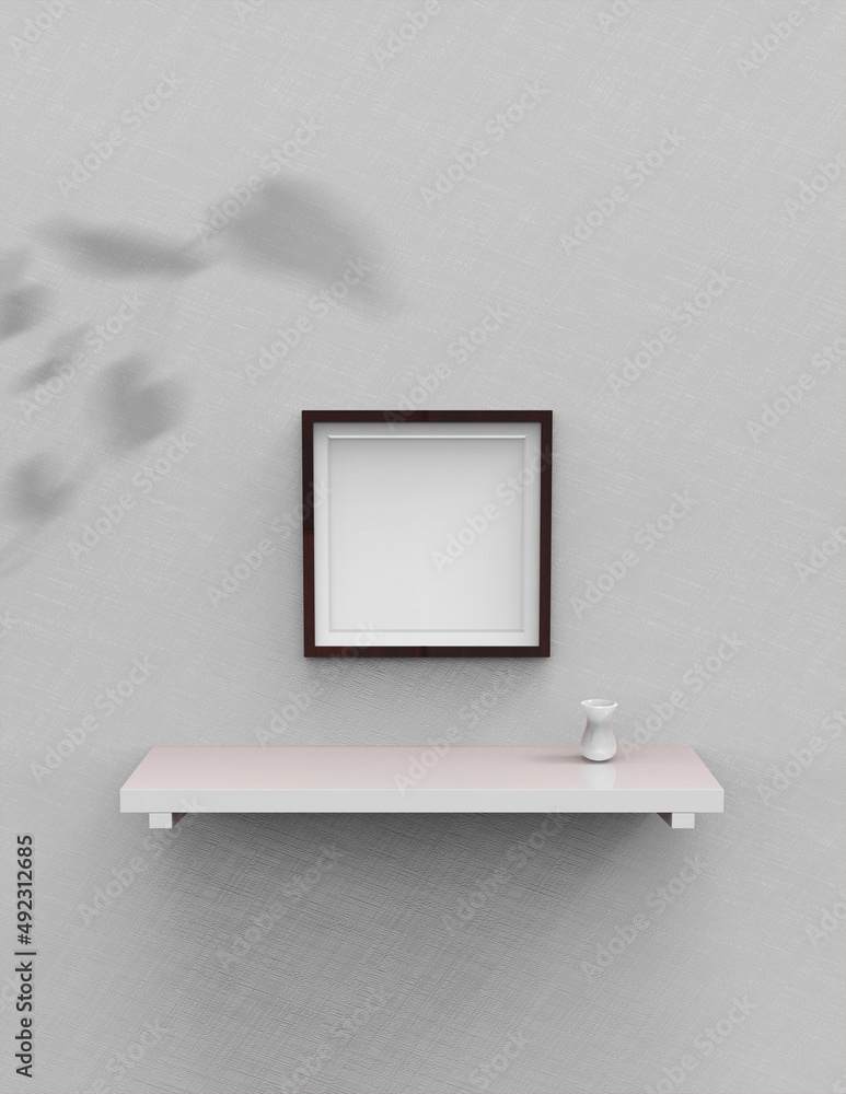 Poster frame background using 3d rendering and geometry. framed background mock-up for poster design or exh