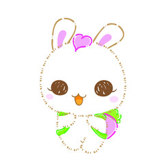 Cute cartoon rabbits, Kawaii bunny, vector clip art illustration.