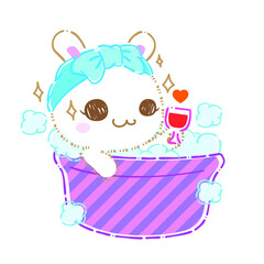 Cute cartoon rabbits, Kawaii bunny, vector clip art illustration.