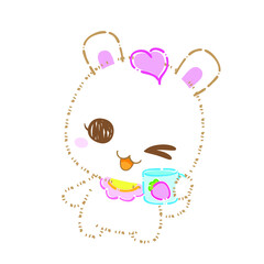 Cute cartoon rabbits, Kawaii bunny, vector clip art illustration.