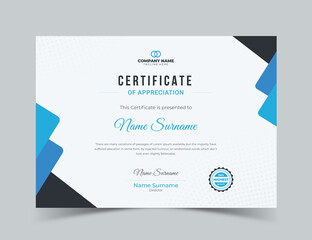 Blue Certificate Design, Premium certificate of achievement template, Certificate vector template.