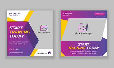 Gym Fitness social media post template and web banner
