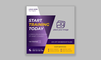 Gym Fitness social media post template and web banner