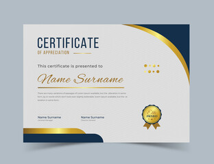 Obraz premium Golden color Certificate Award Design Template, Appreciation & Achievement Certificate Template Design, Premium template awards diploma
