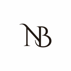 letter nb linked curves simple logo vector