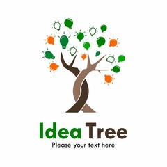 Obraz premium Idea tree logo template illustration. there are tree with bulb